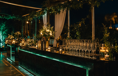 Barra montada para un evento de noche